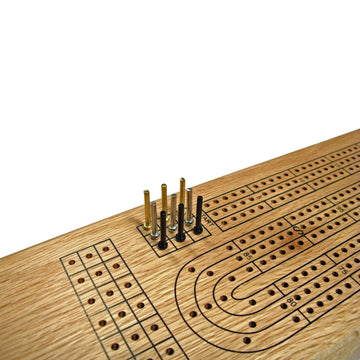 We Games- Classic Wooden Cribbage Board Game Set- Solid Oak