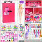 Ibayda 139Pcs 11.5 Inch Girl Doll With Doll Closet Wardrobe Clothes And Accessories Including Doll, Wedding Dress, Outfits, Shoes, Hangers, Bags, Necklaces And Diy Stickers (Include One Doll)