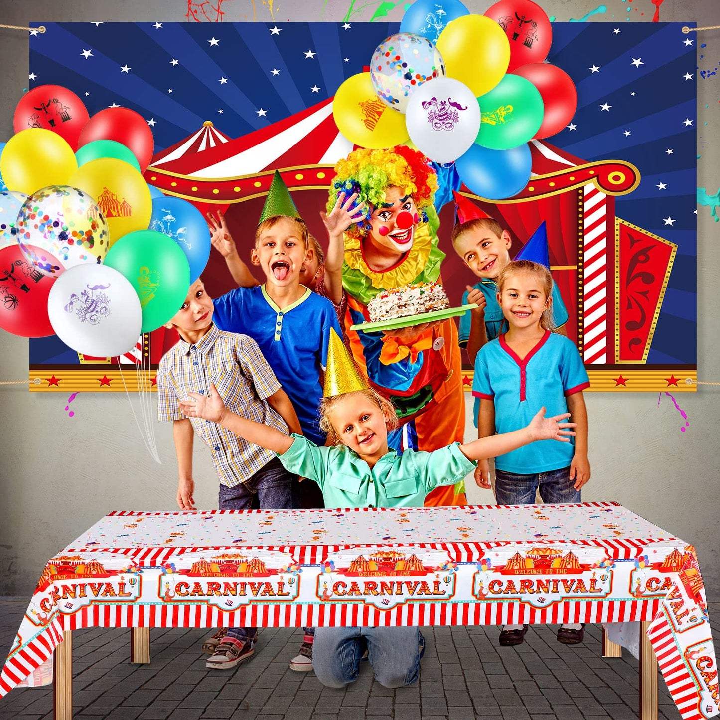 3 Pack Carnival Theme Party Tablecover Carnival Tablecloth for Carnival Theme Party Table Decorations Red and White Striped Tabl