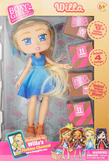 Boxy Girls Jay At Play Blonde With Blue Dress