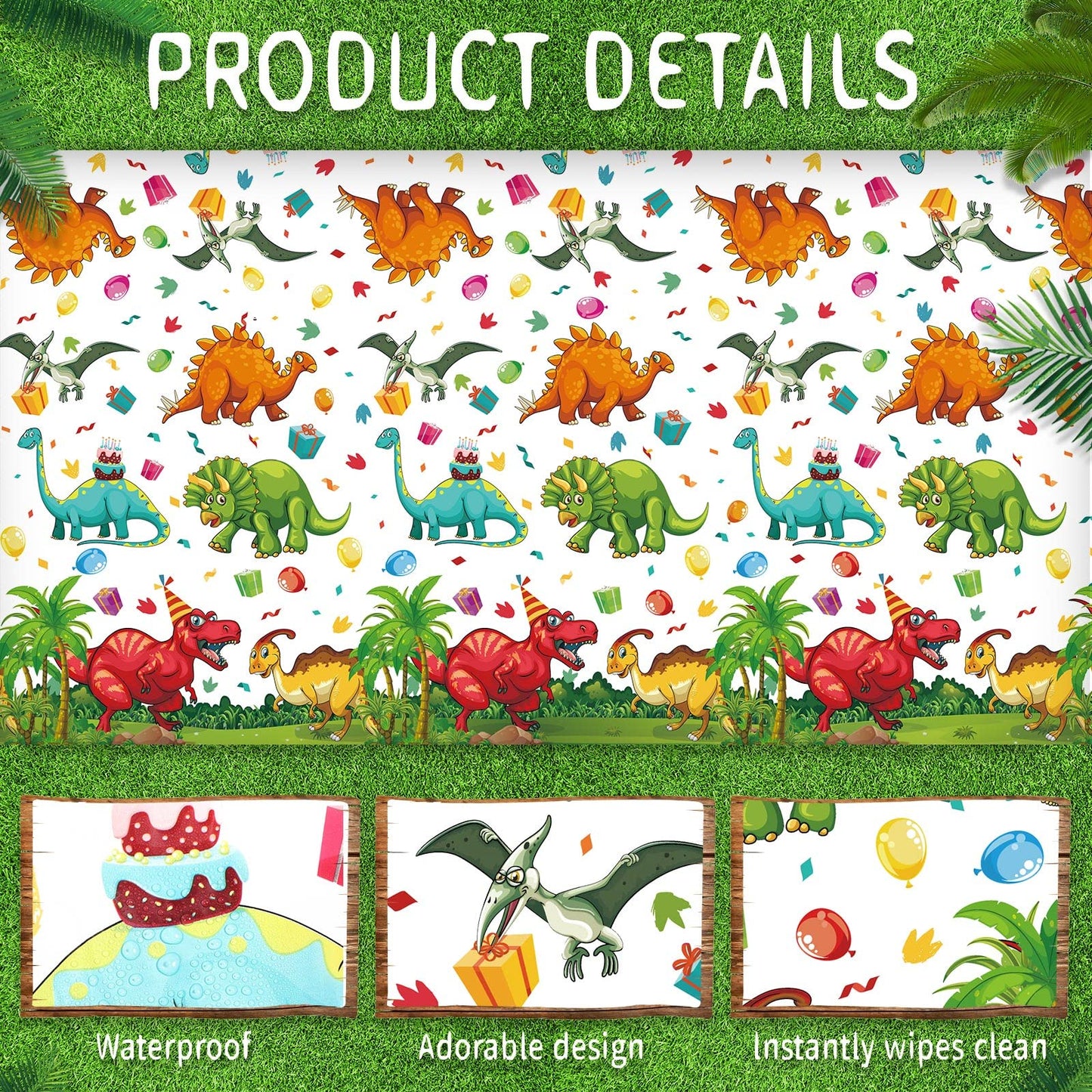 Tegeme 5 Pcs Dinosaur Plastic Tablecloth Dinosaur Party Table Cover 54 x 108 Inch Disposable Waterproof Dino Print Table Cloth f