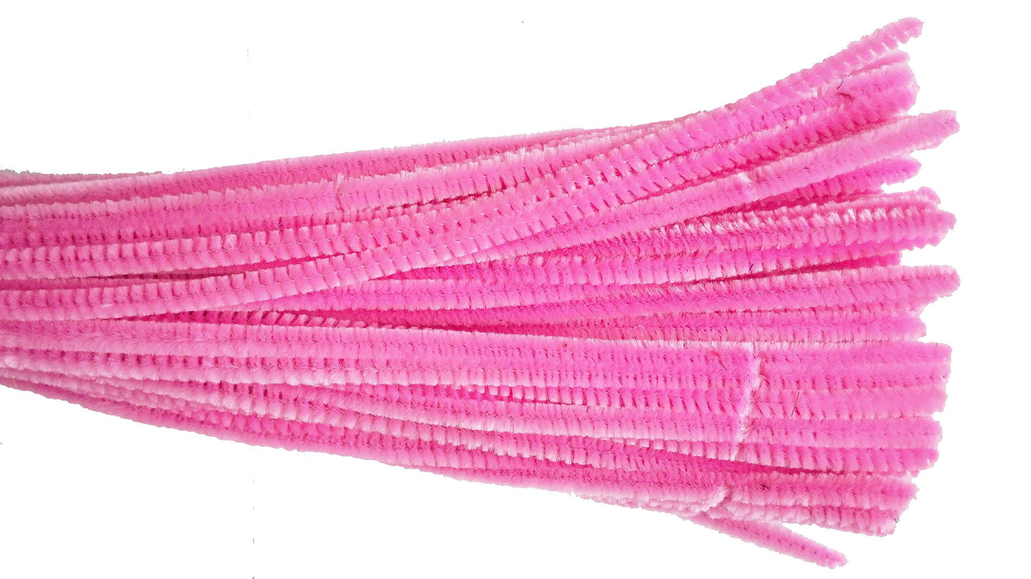 Carykon Super Fuzzy Chenille Stems Pipe Cleaners, Pack of 100 (Pink)
