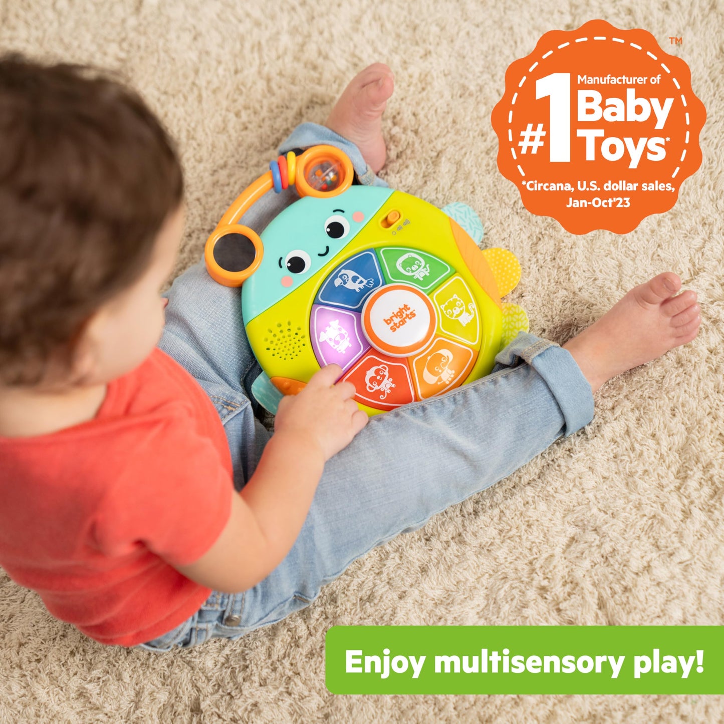 Bright Starts Safari Surprise Light-Up Baby Toy, Multisensory, Small, Plastic, Model 17161-000, Unisex, 6 Months+