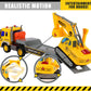 TOYTHRILL Tow Truck with Excavator Toy for Boys 2+ Year Old, Construction Truck Toy with Excavator, Semi Truck with Lights and S