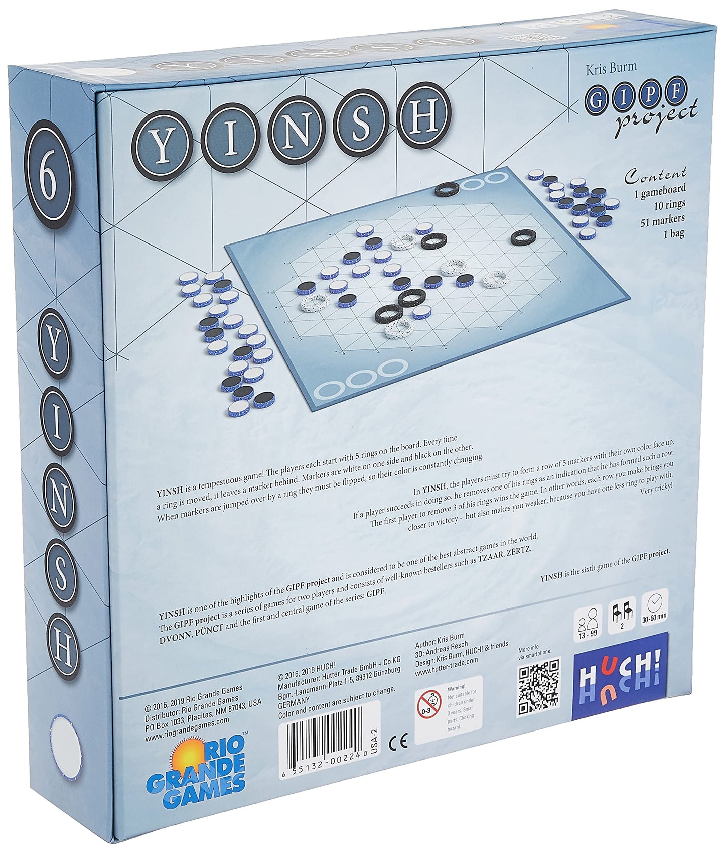 Rio Grande Games Yinsh Strategy Board Game - Cardstock Material, Model 224RGG