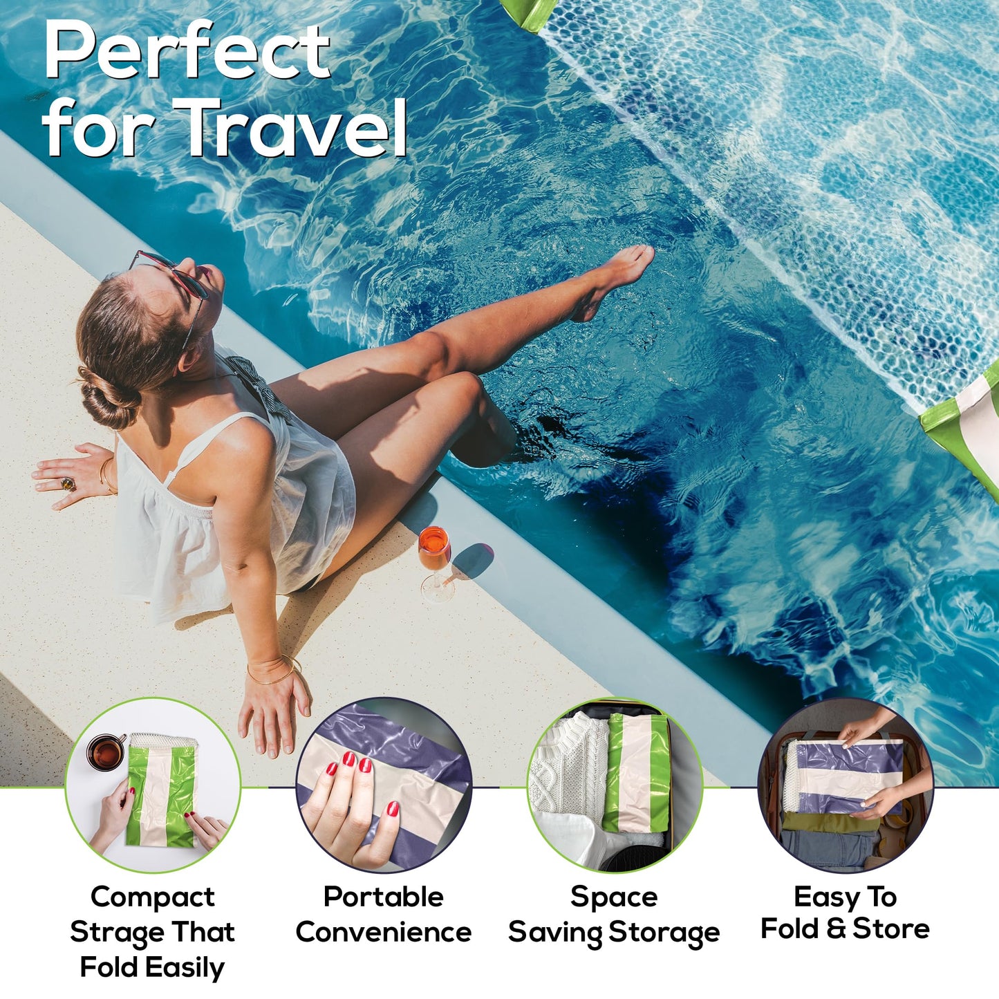 Sun Fun Pool Lounger Inflatable Pool Floats 5-in-1 Lounger Water Hck Float Multi-Purpose Floaties for mature-themeds  2 Pack  X-Large  Lime Green  and Navy Blue