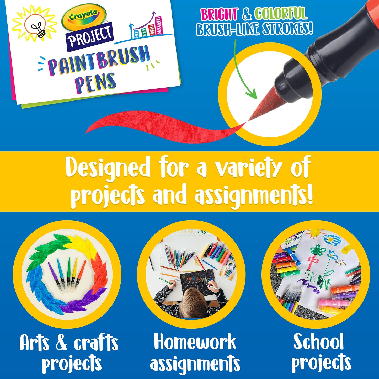 Crayola Washable No Drip Paint Brush Pens, Paint Set for Kids, 5 ct