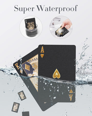 BIERDORF Diamond Waterproof Black Playing Cards - HD Poker Deck, Durable, Premium Quality, Perfect for Game Night