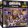 MasterPieces 500 Piece Sports Jigsaw Puzzle for Adults - NFL Minnesota Vikings All-Time Greats - 15x21