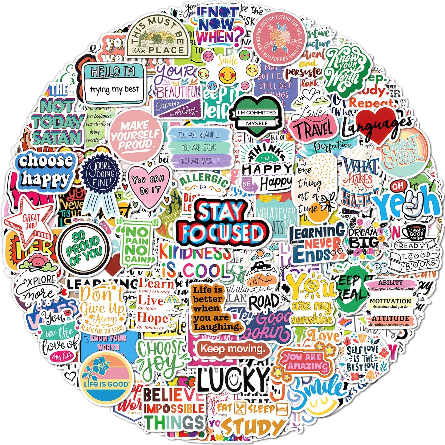 Benresive 300 Pcs Inspirational Stickers For Adults, Motivational Water Bottle Stickers, Positive Affirmation Mental Health Stickers, Scrapbook Vision Board Encouraging Stickers For Kids Adults