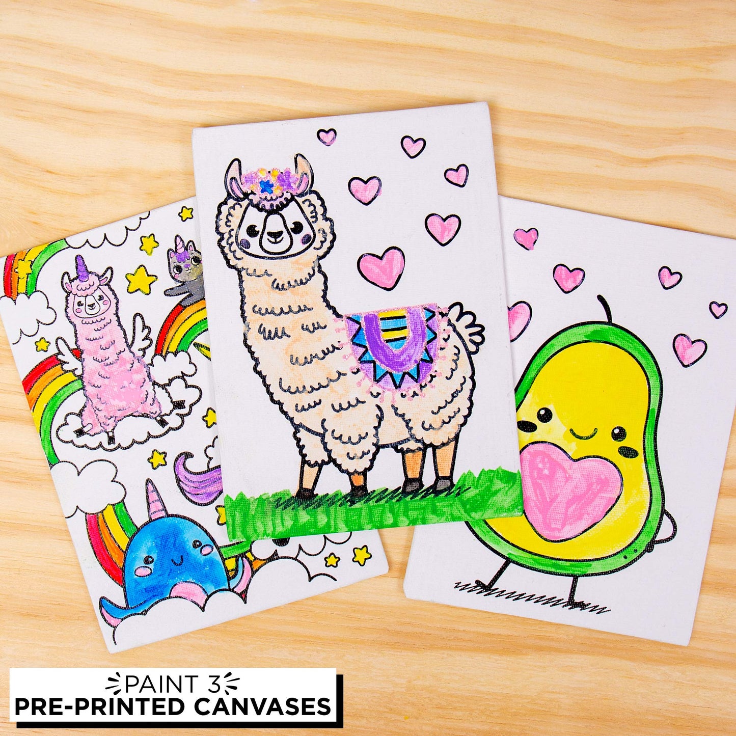 Horizon Group USA Pre-Printed Canvas & Paint Art Set. Ready to Paint 5 x 7 Canvas Panels, 12 Tempera Paints, 6 Easy-Grip Assorte