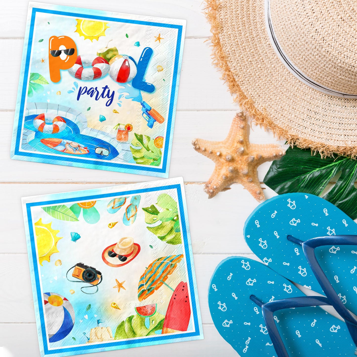 40Pcs Pool Party Decorations Summer Beach Napkin Pool Party Supplies Disposable Paper Beach Ball Napkin Favors Of Hawaii Summer