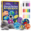 National Geographic Glow In The Dark Rock Painting Kit - Crafts For Kids, Decorate 15 River Rocks With 15 Paint Colors & Art Sup