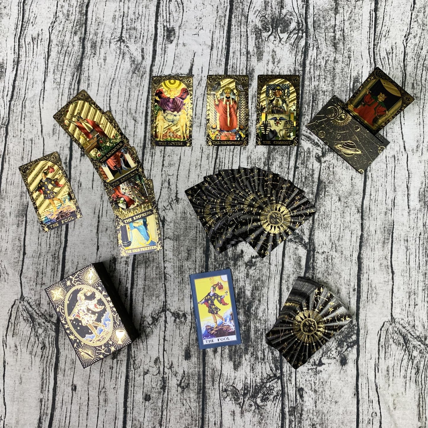 Sunhhx Tarot Cards Set, 78 Tarot Cards Deck Pvc Waterproof Wrinkle Resistant Gold Foil Classic Tarot Cards With English Instructions Book Rectangular Tarot Card Stand, For Tarot Beginners And Expert