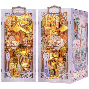 Cutefun Book Nook Kit - Dollhouse Book Nook Miniature House Kit For Bookshelf Insert Decor Crafts For Adults, 3D Wooden Puzzle Bookends, Gifts For Family And Friends (Flower Forest Concert)