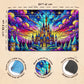 Wizcraft Gaming Paramint Lorcana Stained Glass Castle (Stitched) - Lorcana Playmat - Lorcana Mat, Lorcana Game Mat - Non-Slip Ru