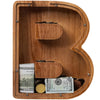 Ladenk 12 Inch Extra Large Wooden Kids Letter Piggy Bank - Piggy Bank For Boys Girls - Initial B Bank - Alphabet Money Bank For Birthday