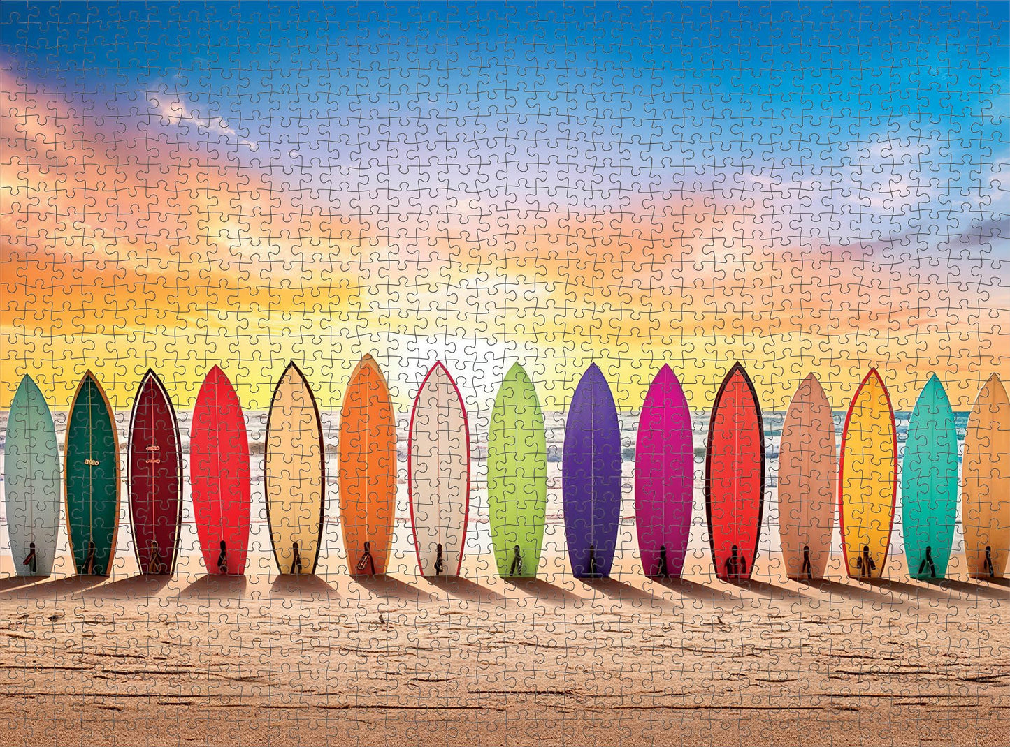 Cross & Glory - Sunrise Surf - 1000 Piece Jigsaw Puzzle For Adults | Vibrant Beach Scene Artwork | Unique Gift Idea