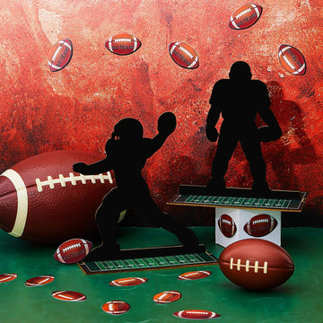 25 Pcs 3D Football Party Decorations Football Table Centerpieces Double-Sided Football Player Silhouette Centerpieces For Sports Game Day Party Tailgate Party Football Birthday Party Supplies