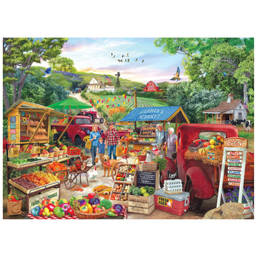 RoseArt - Kodak enhanced - Red Trucks Farm Market - 1000 Piece Jigsaw Puzzle for mature-themeds