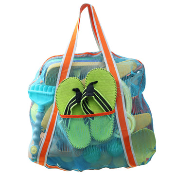 Leaforest Mesh Beach Bag For Collecting Seashell Sand Toy Seashell Bag Whit Adjustable Carrying Straps For Boys And Girls(Lake B