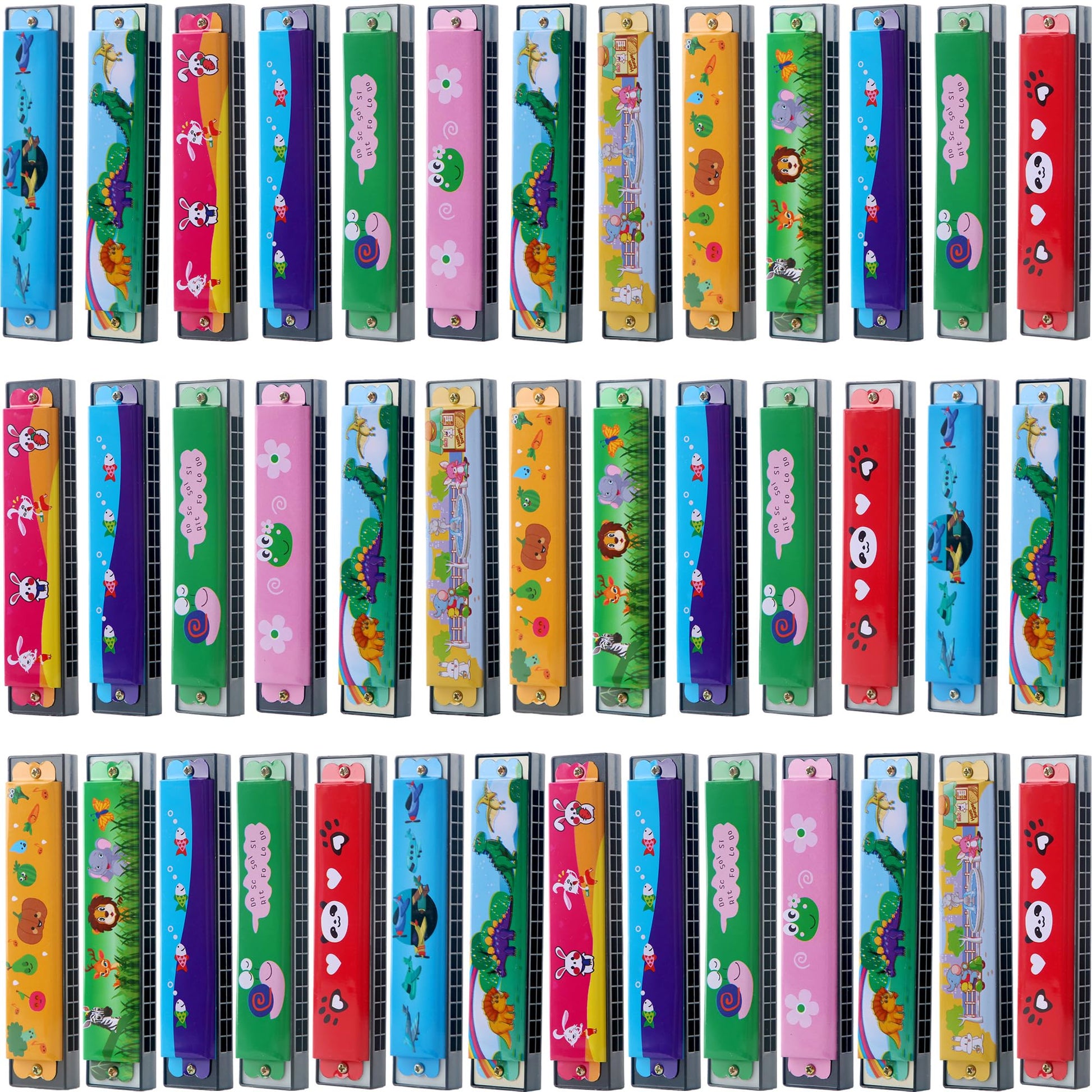 12 Pcs Kids Harmonica Toy - Cartoon Harmonica 16 Holes Musical Instrument for Boys & Girls Beginner Party Favor, Random Color Pa