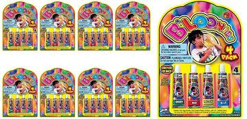 Ja-Ru B'Loonies Plastic Balloons Variety 4 (32 Tubes In 8 Packs) Original Bloonies Bubble Making Toy Classic Retro Toys For Kids & Adults Fidget Toy Party Favor For Kid Birthday. Plus 1 Sticker 771-8S