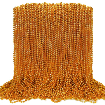 Eoboh 100Pcs Mardi Gras Beads, Orange Bead Toy Necklaces Party Favors, 33'' Necklaces Costume Accessories, Festival Parade Throw