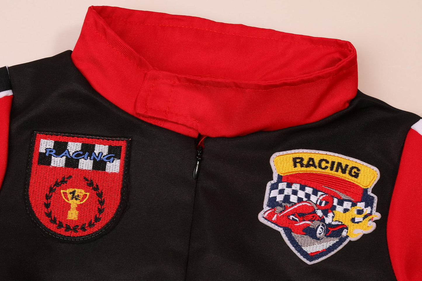 Simplecc Race Car Driver Costume For Boys Racer Jumpsuit With Car Cap For Halloween Dress Up(3-4 Years) Red