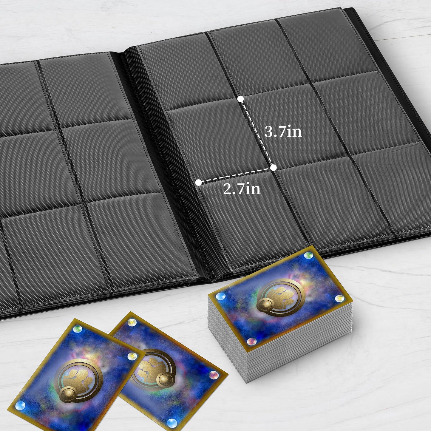 Homotte Trading Cards Binder, 9 Pocket Baseball Football Binder 360 Side Loading Trading Card Holder, Standard Size Card Organiz