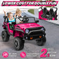JOYRACER 2 Seater Ride On Toys Car for Big Kids  24V Electric Vehicles w/20'' Large Seat  4X200W Engines  4WD/2WD Switchable  4-Wheeler Suspensions  24v Ride On Trucks for Girls w/Music  Rose Red