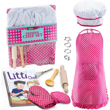 Kids Cooking and Baking Chef Set for Little Girls, Complete Cooking Sets, Toddler Dress Up and Pretend Play Dress Up Clothes for