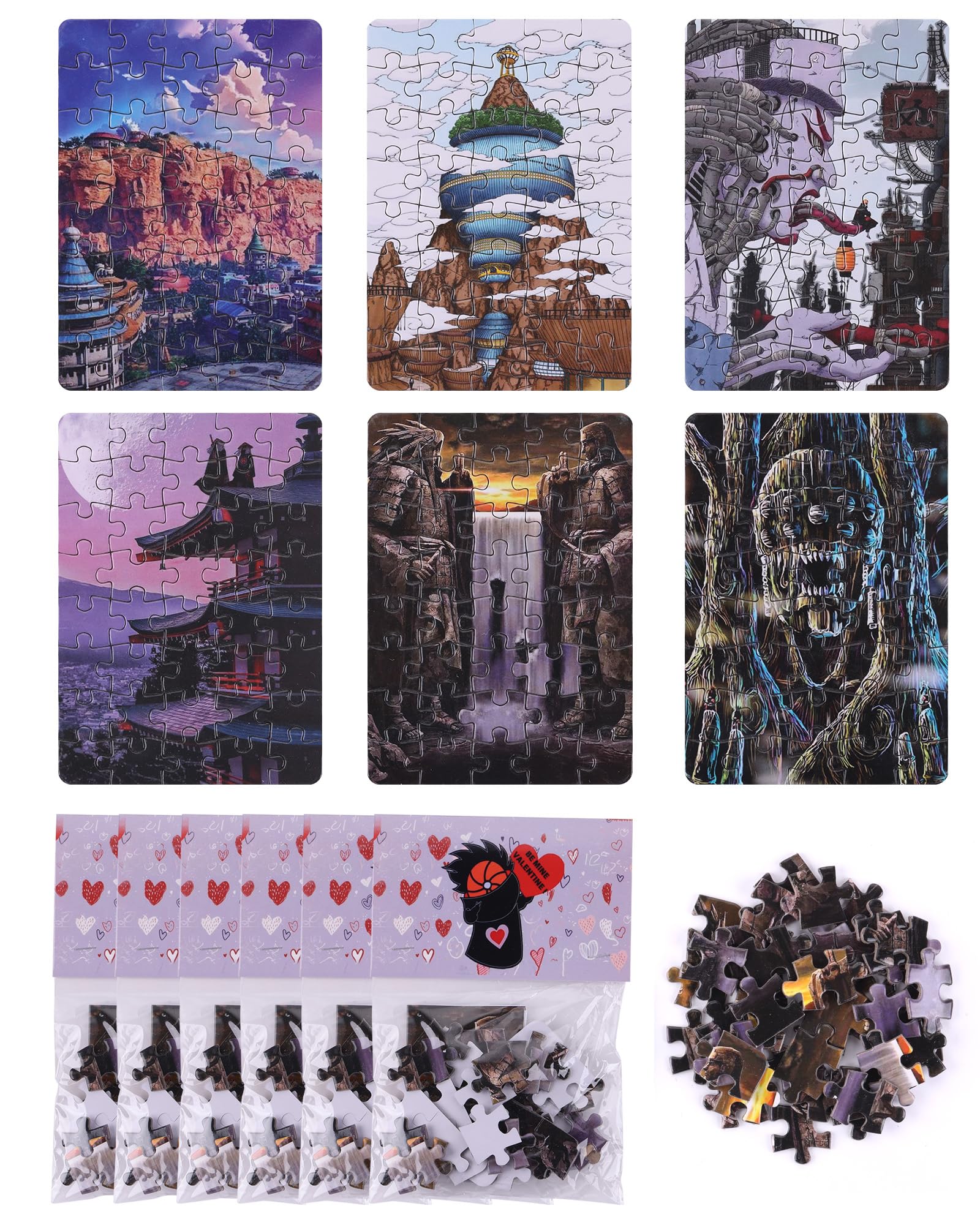 Valentines Day Gifts For Kids?24 Pcs Jigsaw Puzzle With Valentines Cards For Valentine Party Favor?Valentines School Classroom E