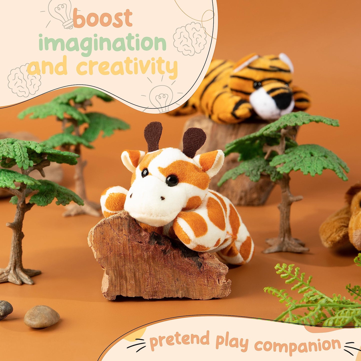 Forest & Twelfth Stuffed Giraffe, Single Mini Stuffed Animal Plush Toy For Kids, Safari Party Favors And Goody Bags, Classroom T