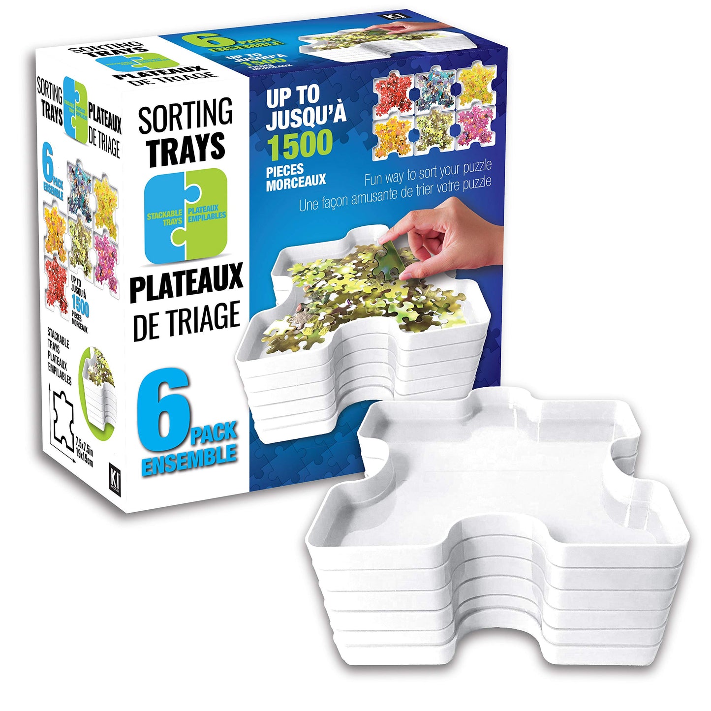 Ki Puzzles Jigsaw Puzzle Sorting Trays. 6 Stackable Trays - Puzzle Storage - Holds Up To 1500 Pieces