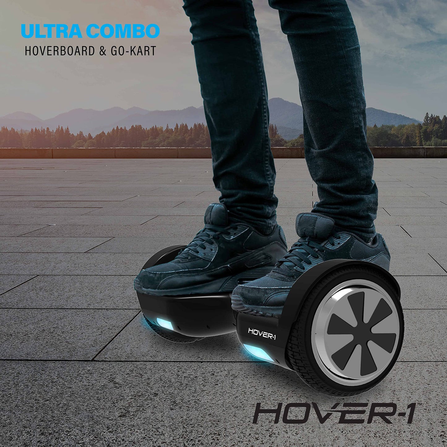 Hover-1 Ultra Electric Hoverboard Go Kart Combo - 7MPH, Black, Adjustable Frame, Easy Install, Model HY-ULT-CMB