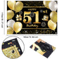 IMISI 51st Happy Birthday Banner - Black Polyester Decorations for Men