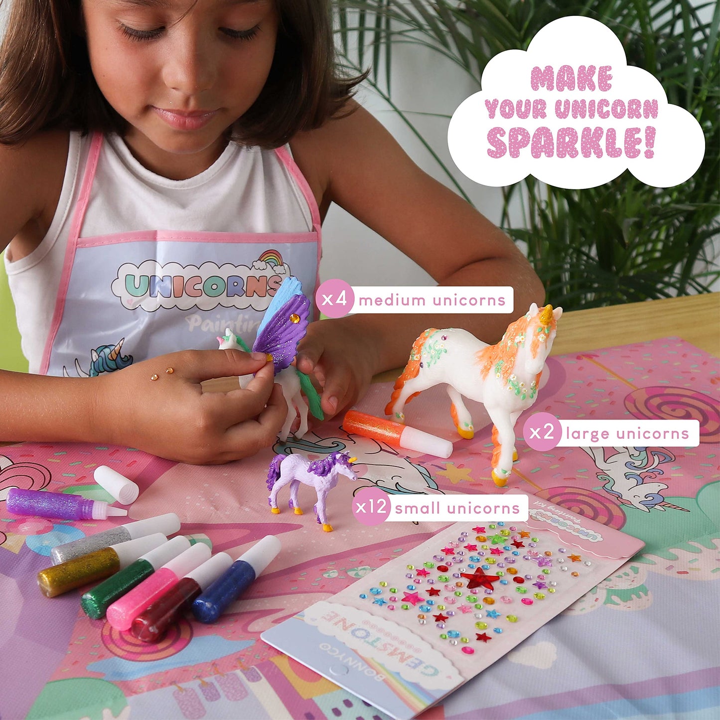 BONNYCO Unicorns Gifts for Girls Painting Kit with 18 Figurines Painting for Kids with Glow in The Dark | Girl Toys 3 4 5 6 7 8