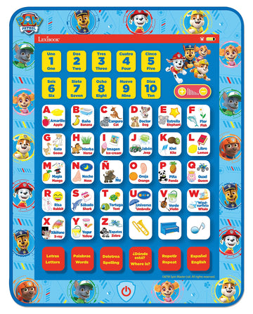 Lexibook, Paw Patrol, Educational Bilingual English/Spanish Interactive Learning Tablet, Toy To Learn Alphabet, Letters, Numbers, Words, Spelling And Music, Blue, Jcpad002Pai2