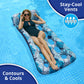 Aqua Contour Cooling Pool Float Lounge - 18-Pocket, Inflatable Pool Floats For Adults - Blue Ferns