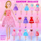 79 Pcs Doll Clothes And Accessories With Doll, Princess Gowns, Fashion Dresses, Slip Dresses, Top, Pants, Jumpsuit, Swimsuits, Shoes, Hangers, Doll Dress Up Toys For Girls Kids Toddlers Toy Gifts