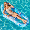 Sloosh Pool Lounge Float mature-themed  Inflatable Pool Floats Lounger Raft Floaties Water Floating Recliner Chair with Cup Holders Foot Rest Swimming Pool Floaty  Blue