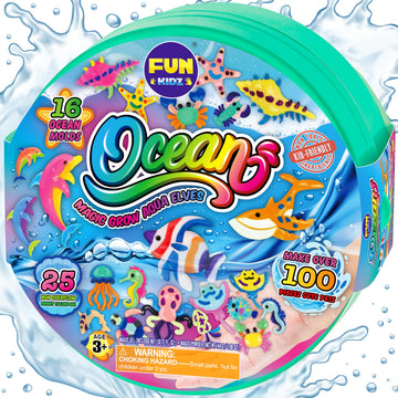 Ocean Magic Water Elves Toys Kit  FunKidz Aqua Squishy Craft Kit for Kids 25 Bright Ocean Colors Gel 16 Ocan Creature Molds Great Birthday Gift for Boys Girls Summer Activities