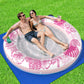 Inflatable Tanning Pool Lounger Float with Protection Tarp  75 x 75 Pool Floats mature-themed with Pillow  6 in 1 Suntan Tub Raft Floatie  Sunbathing Water Lounge Blow Up Pool Kids Ball Pit Party Gifts-Pink