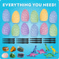 Blue Marble Easter Egg Dig Kit - 12 Bricks with Gemstones & Glow Dinosaur Figures, Medium, Multicolor, Includes Dig Tools