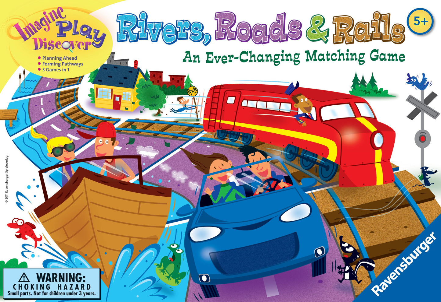 Ravensburger Rivers, Roads and Rails Matching Game - Multicolor, Cardboard, Model 22053, Award-Winning Design for Kids