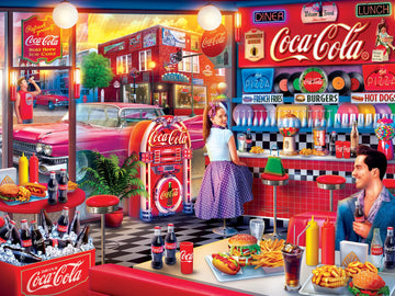 MasterPieces 300 Piece EZ Grip Jigsaw Puzzle - Coca-Cola Soda Fountain, 18"x24", Multi, Cardboard, Model 32180