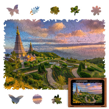 Unidragon Original Wooden Jigsaw Puzzles - Nature Chiang Mai, 125 Pcs, Small 9'X6.2', Beautiful Gift Package, Unique Shape Best Gift For Adults And Kids