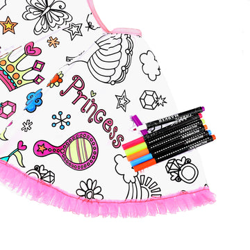 Richness Color Your Own Dress Princess Dress Up Skirt With Fabric Markers & Self-Adhesive Jewels Diy Party Crafts For Girls Age