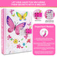 Decorably Glittery A5 Butterfly Diaries For Kids With Lock Code And Music, 80 Sheets Journal For Girls Ages 8-12, Little Girls D